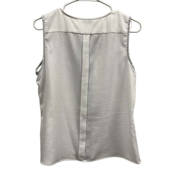 Calvin Klein White Black Silver Sleeveless Split Neck Blouse Womens Small - Picture 4 of 8